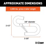 CURT Certified S-Hook with Safety Latch and Zinc Finish CURT certified S-hook for towing safety with a zinc-plated finish and safety latch
