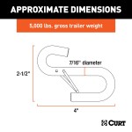 CURT S-Hook with Spring Latch for Safe Towing - 5,000 lbs Capacity CURT S-hook with spring-loaded safety latch, 5,000 lbs capacity, zinc finish