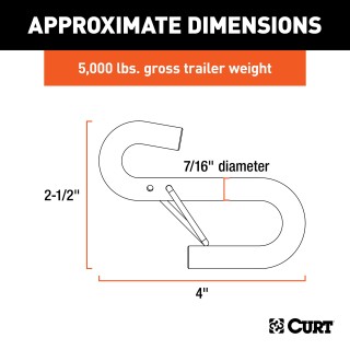 CURT S-Hook with Spring Latch for Safe Towing - 5,000 lbs Capacity CURT S-hook with spring-loaded safety latch, 5,000 lbs capacity, zinc finish
