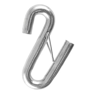 CURT Certified S-Hook for Towing Safety Chains with Safety Latch CURT certified S-hook featuring a safety latch and zinc-plated finish for connecting safety chains to tow vehicles securely.