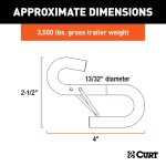 CURT Zinc-Plated S-Hook with Safety Latch for Trailer Towing CURT S-hook with zinc plating and safety latch for secure trailer towing connections