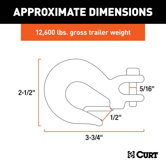CURT Clevis Hook with Safety Latch for Secure Heavy-Duty Towing CURT clevis hook with a safety latch and zinc finish for secure towing