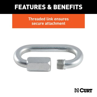 CURT Quick Links - Versatile Chain, Cable, and Rope Connector CURT quick link with zinc-plated finish and 1/4 inch diameter, ideal for chain connections