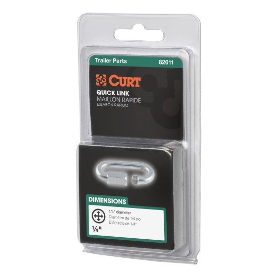 CURT Quick Links - Versatile Chain, Cable, and Rope Connector CURT quick link with zinc-plated finish and 1/4 inch diameter, ideal for chain connections