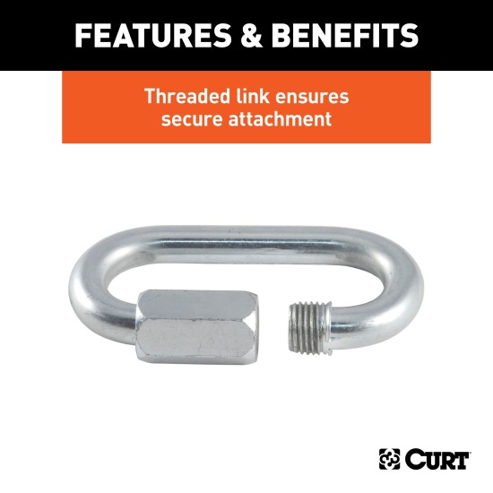 CURT Quick Links - Versatile Secure Connectors for Outdoor Use CURT quick links connecting chain, zinc-plated finish, breaking strength 11000 lbs