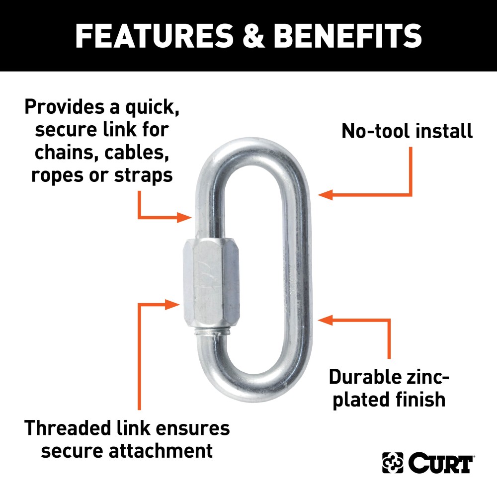 CURT quick links, versatile tool with 13,200 lbs breaking strength