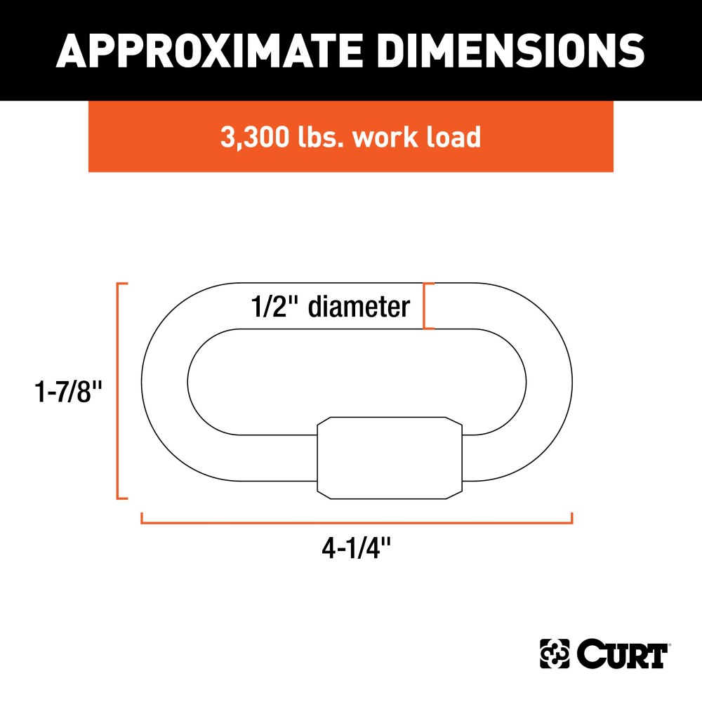 CURT quick link with threaded end and barrel screw for secure connections.