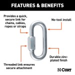 CURT quick link with threaded end and barrel screw for secure connections.