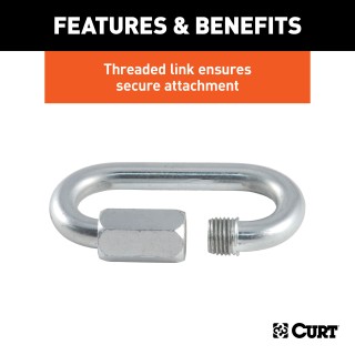 CURT Quick Links - Versatile, Secure Zinc-Plated Connectors CURT quick link with a 3/8-inch diameter and zinc-plated finish for towing and versatile applications.