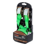CURT 15' Cargo Straps with Cambuckle and Rubber-Coated S-Hooks CURT dark green 15-foot cambuckle cargo straps with rubber-coated S-hooks