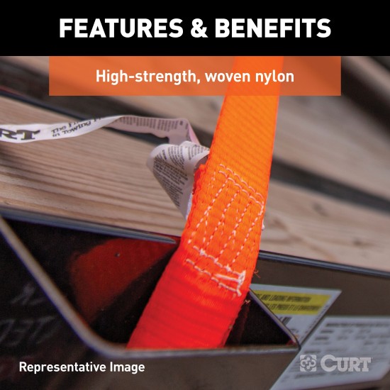 CURT Lime Green Ratchet Tie Down Straps with Rubber-Coated S-Hooks Pair of lime green CURT ratchet tie down straps with rubber-coated S-hooks for secure cargo transport.