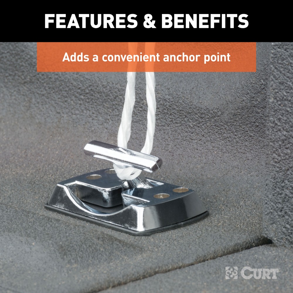 CURT Chrome-Plated Fold-Away Tiedown Anchor for Trucks and Vans CURT tiedown anchor with chrome-plated finish, fold-away design, and 1,200 lbs capacity