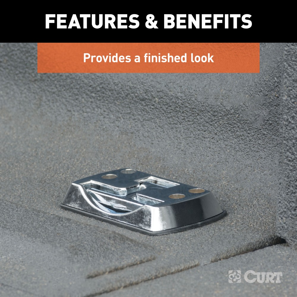 CURT Chrome-Plated Fold-Away Tiedown Anchor for Trucks and Vans CURT tiedown anchor with chrome-plated finish, fold-away design, and 1,200 lbs capacity