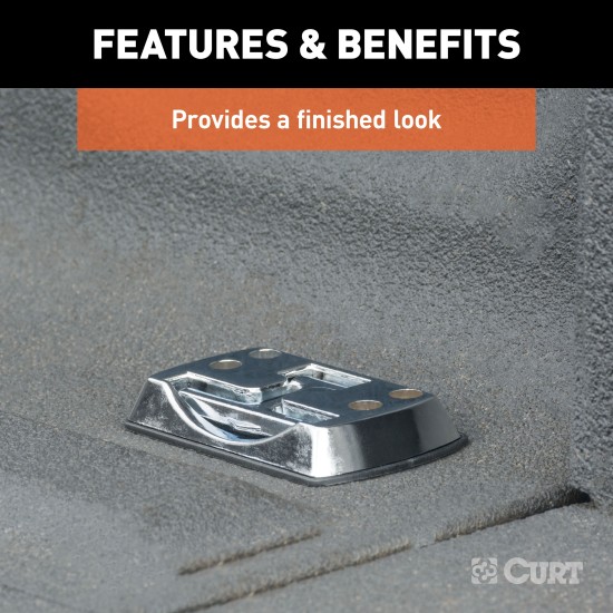CURT Chrome-Plated Fold-Away Tiedown Anchor for Trucks and Vans CURT tiedown anchor with chrome-plated finish, fold-away design, and 1,200 lbs capacity