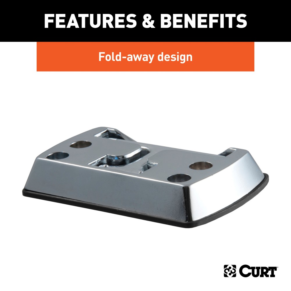 CURT Fold-Away Rope Hook Tiedown Anchor with Chrome Finish Chrome-plated fold-away rope hook tiedown anchor for secure cargo management
