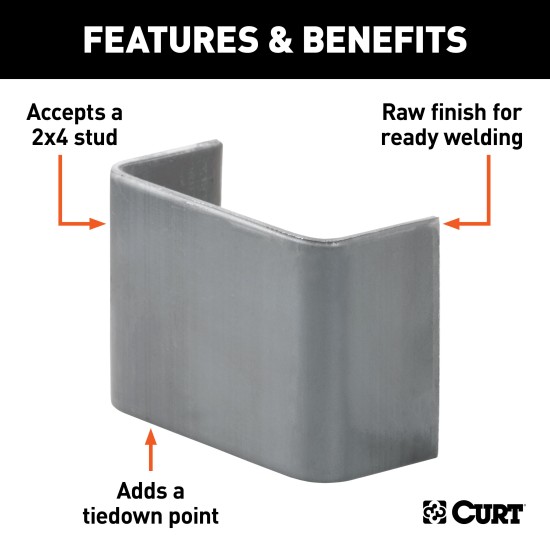 CURT Weld-On Stake Pocket Anchor for Cargo Securement CURT weld-on stake pocket anchor for trailers and vans, suitable for 2x4 studs.