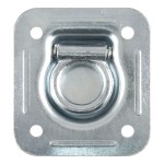 CURT Recessed D-Ring Tiedown Anchor for Cargo Safety CURT recessed floor wall tiedown anchor with zinc-plated steel construction, ideal for securing cargo in trucks and trailers.