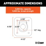 CURT Recessed D-Ring Tiedown Anchor for Cargo Safety CURT recessed floor wall tiedown anchor with zinc-plated steel construction, ideal for securing cargo in trucks and trailers.