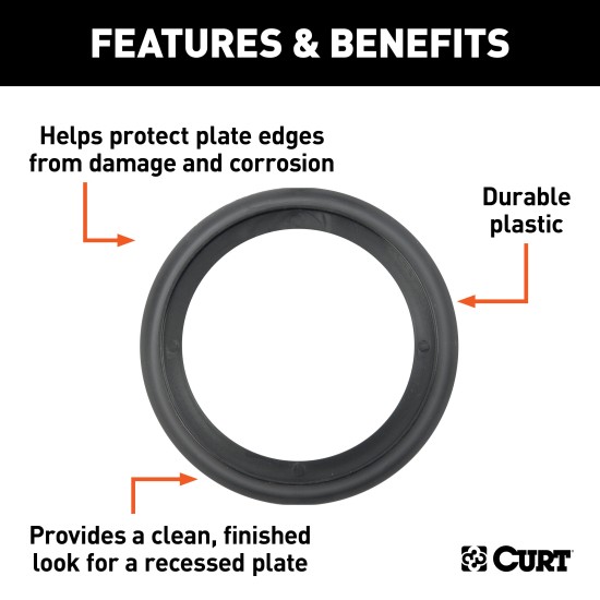 CURT black plastic trim ring for recessed tiedown anchors, offers a secure, finished look