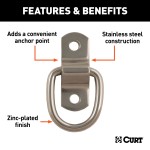 CURT D-ring tiedown anchor for trailers, trucks, and vans with stainless steel construction.