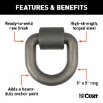 CURT Heavy-Duty D-Ring Tiedown Anchor for Cargo Security CURT D-ring tiedown anchor with a forged steel construction and 15,587 lbs. load capacity for securing cargo.