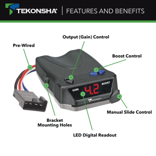 Tekonsha BRAKE-EVN Proportional Brake Controller for Trailers Tekonsha BRAKE-EVN brake controller with LED display for trailers