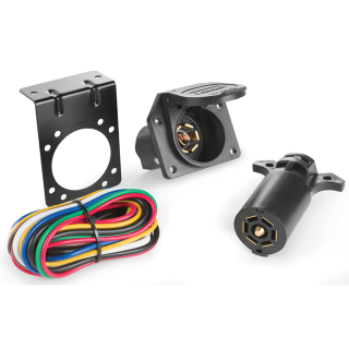 REESE Towpower 7-way RV Flat Blade Connector Kit REESE Towpower 7-way RV flat blade connector kit with vehicle and trailer ends