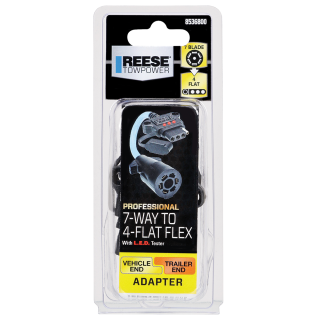 REESE Towpower 7-Way to 4-Flat Flex Adapter for marine use with durable coiled cable