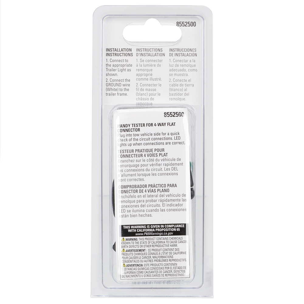 REESE Towpower 4-Flat trailer connector with built-in LED tester for towing trailers.