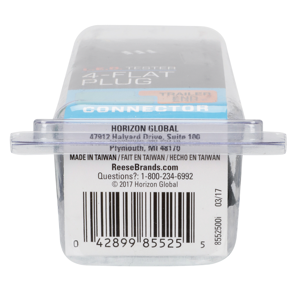 REESE Towpower 4-Flat trailer connector with built-in LED tester for towing trailers.