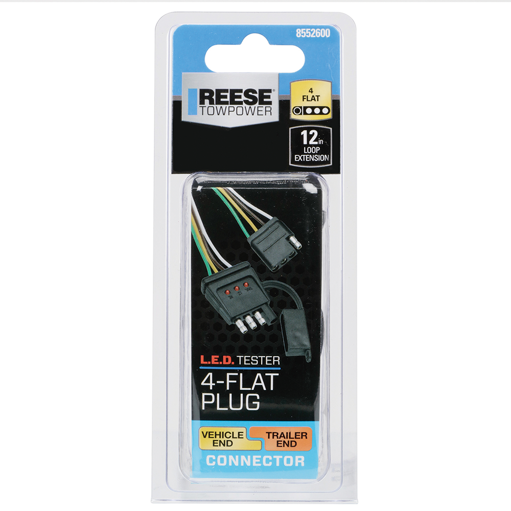 REESE Towpower 4-Flat connector with LED circuit tester REESE Towpower 4-Flat connector loop with LED tester for trailers