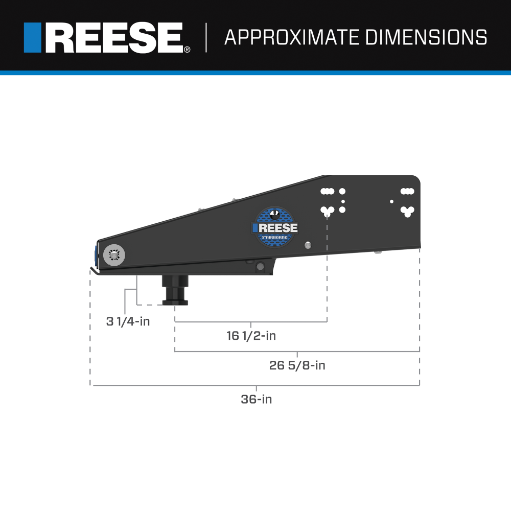 Reese 5th Airborne Pin Box with Air-Ride Technology Reese 5th Airborne pin box featuring air-ride technology for smooth towing
