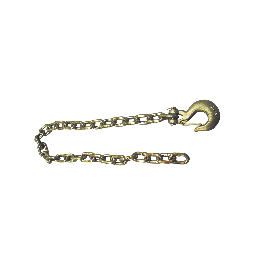 FULTON 36 Inch Safety Chains with 16,000 lbs Capacity Close-up of FULTON safety chains with yellow zinc finish, 36 inches long supporting 16,000 lbs
