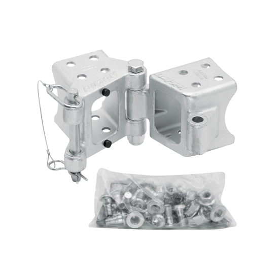 Fulton's Fold-Away Bolt-On Trailer Tongue Hinge Kit Fulton's Fold-Away Bolt-On Hinge Kits for trailer tongues with die cast steel hinges.