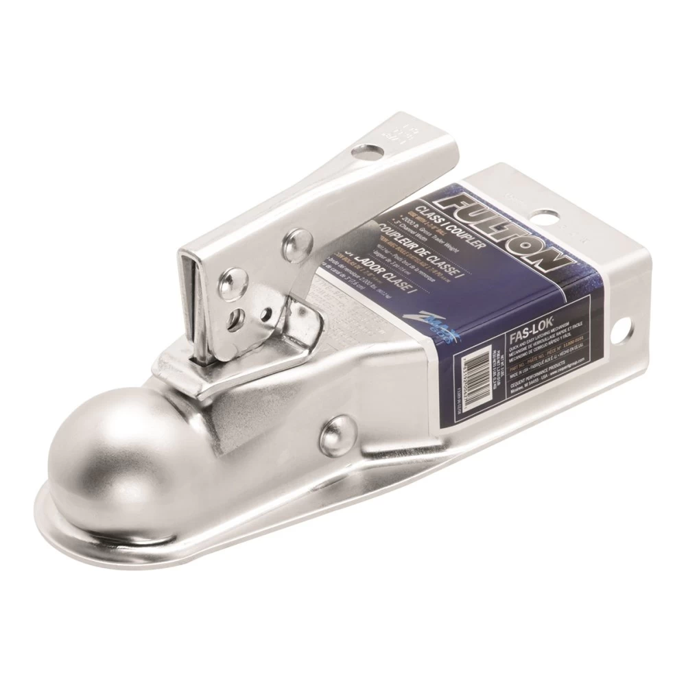 Fulton Fas-Lok Trailer Coupler 3" Channel Tongue 1-7/8" Ball 2,000 lbs. Trigger Latch Zinc