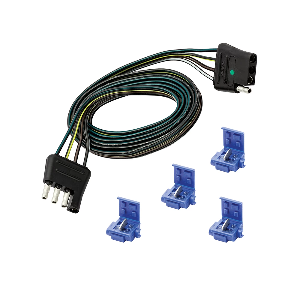4-Flat Wiring Harness Tow Plug Kit Plug Loop, 60" Long (Includes 4 Wire Taps)