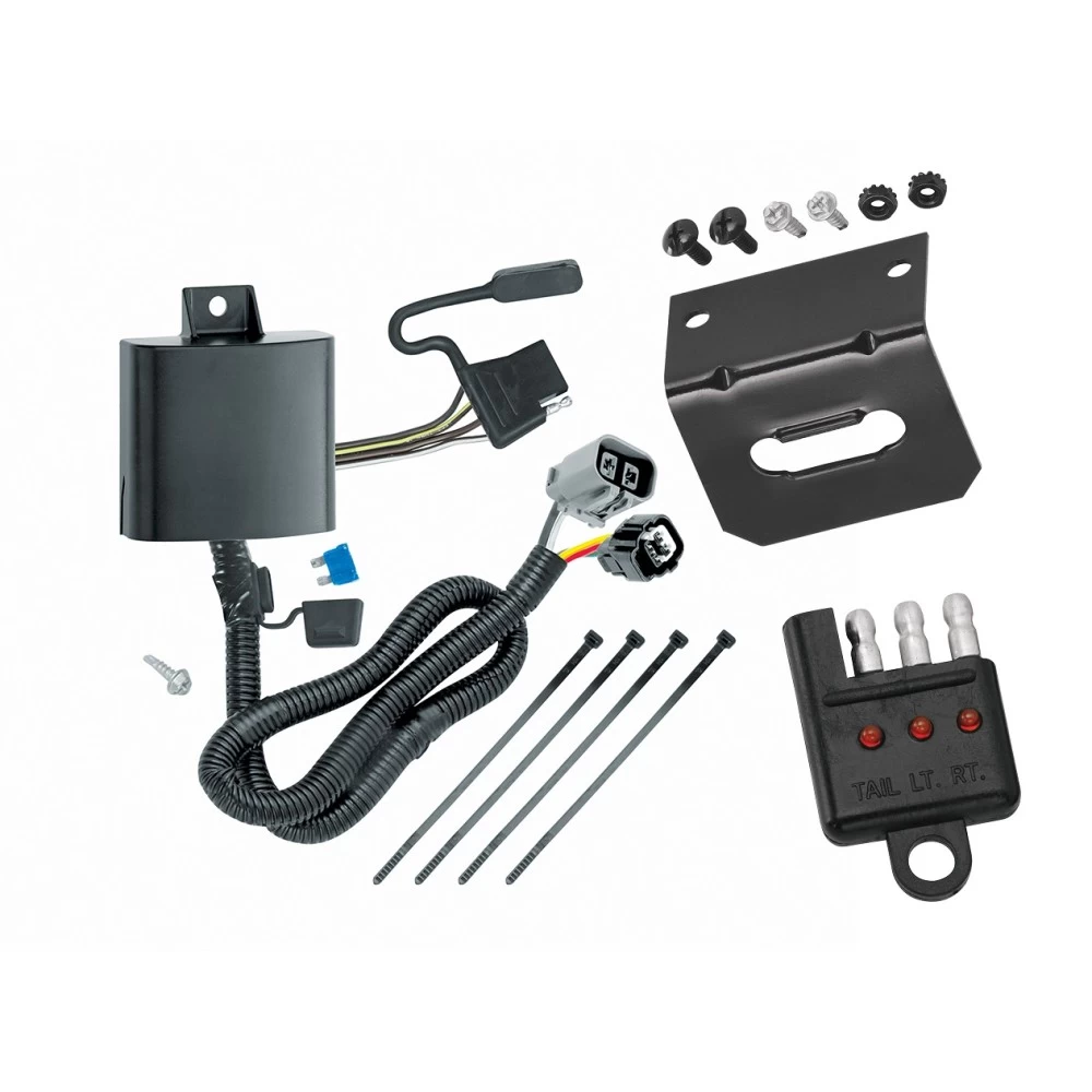 Trailer Wiring and Bracket w/ Light Tester For 13-18 Hyundai Santa Fe 2019 XL 07-12 Veracruz 15-21 KIA Sedona 07-24 Sorento Plug & Play 4-Flat Harness