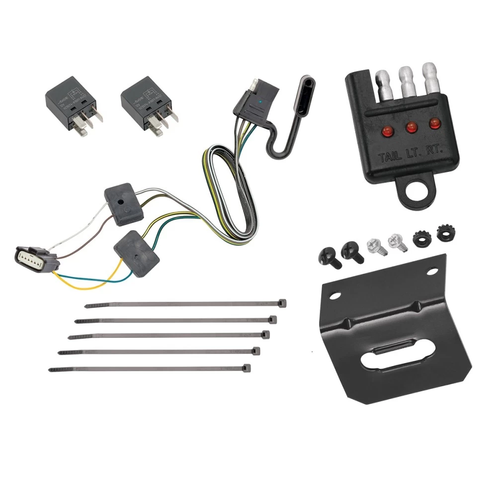 Trailer Wiring and Bracket and Light Tester For 18-24 Chevy Equinox Terrain w/ OEM Tow Package 4-Flat Harness Plug Play