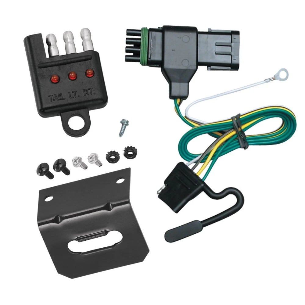 Trailer Wiring and Bracket and Light Tester For 88-00 Chevy GMC C/K 4-Flat Harness Plug Play