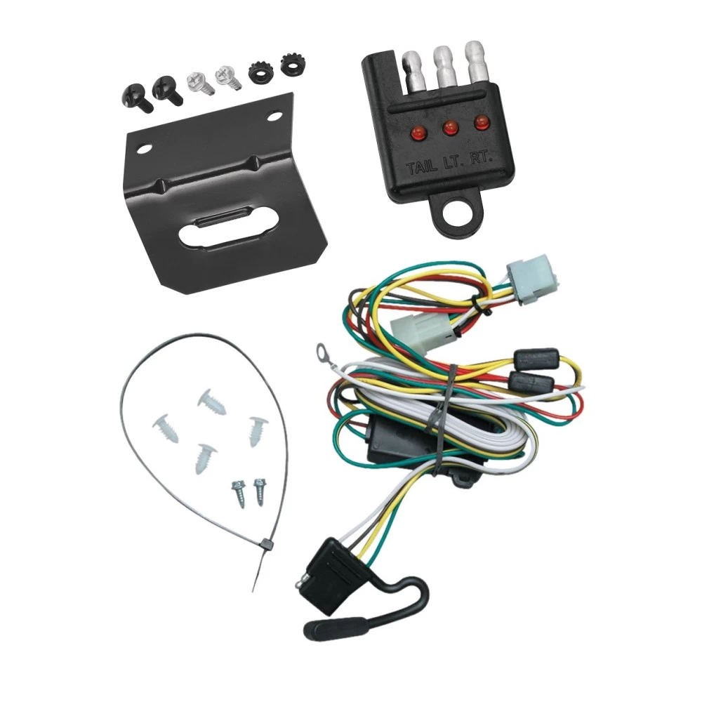 Trailer Wiring and Bracket w/ Light Tester For 97-05 Chevy Venture 99-05 Pontiac Montana 97-99 Trans Sport 97-04 Oldsmobile Silhouette Plug & Play 4-Flat Harness