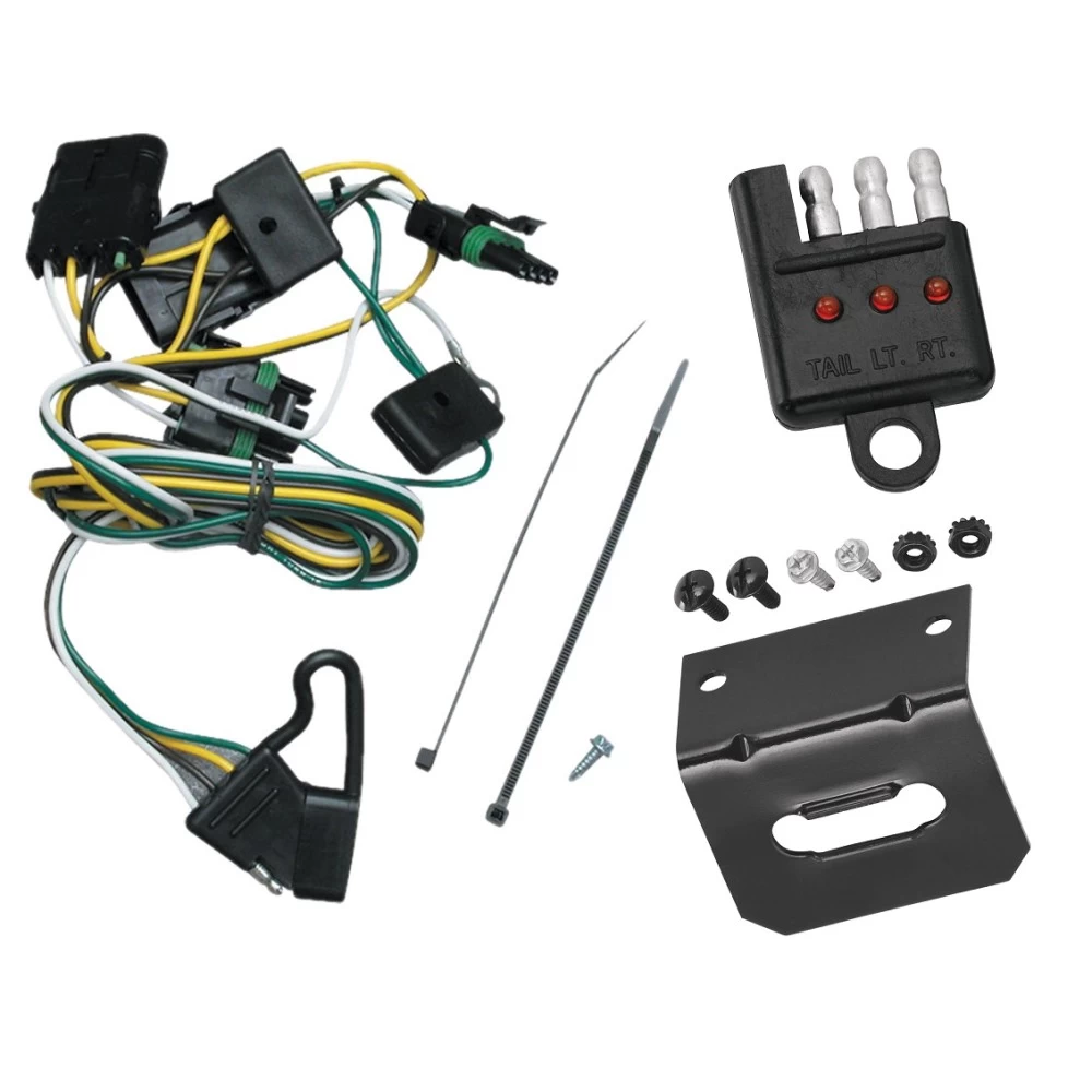 Trailer Wiring and Bracket w/ Light Tester For 1997 Jeep Wranger TJ Plug & Play 4-Flat Harness