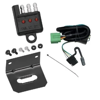 Trailer Wiring and Bracket w/ Light Tester For 99-10 Jeep Grand Cherokee 00-11 Jeep Chrysler Dodge Dakota Aspen Liberty Sprinter RAM Durango Plug & Play 4-Flat Harness