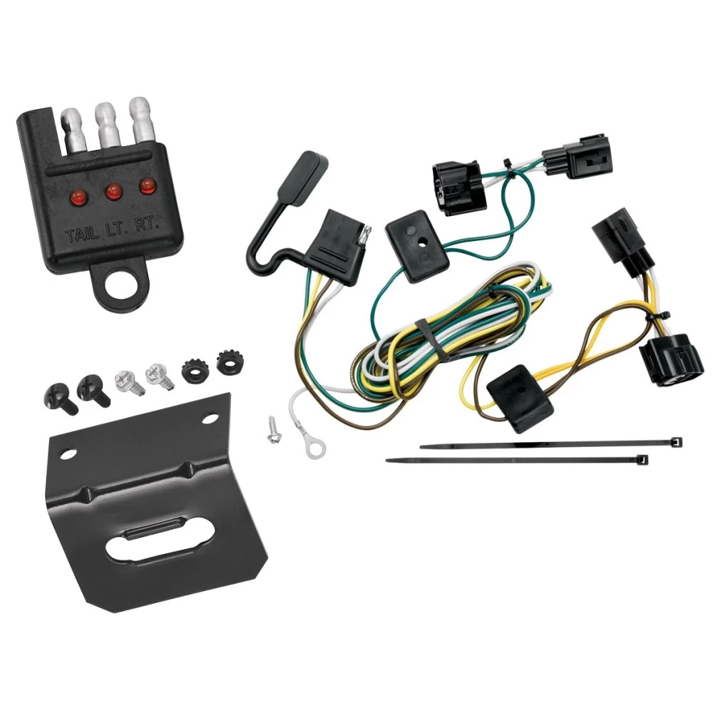 Trailer Wiring and Bracket w/ Light Tester For 98-06 Jeep Wrangler TJ Plug & Play 4-Flat Harness