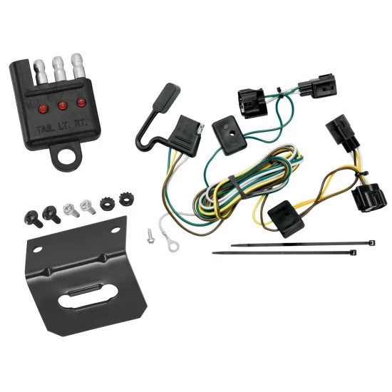 Trailer Wiring and Bracket w/ Light Tester For 98-06 Jeep Wrangler TJ Plug & Play 4-Flat Harness