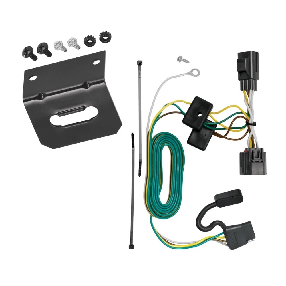 Trailer Wiring and Bracket For 07-18 Jeep Wrangler JK Plug & Play 4-Flat Harness