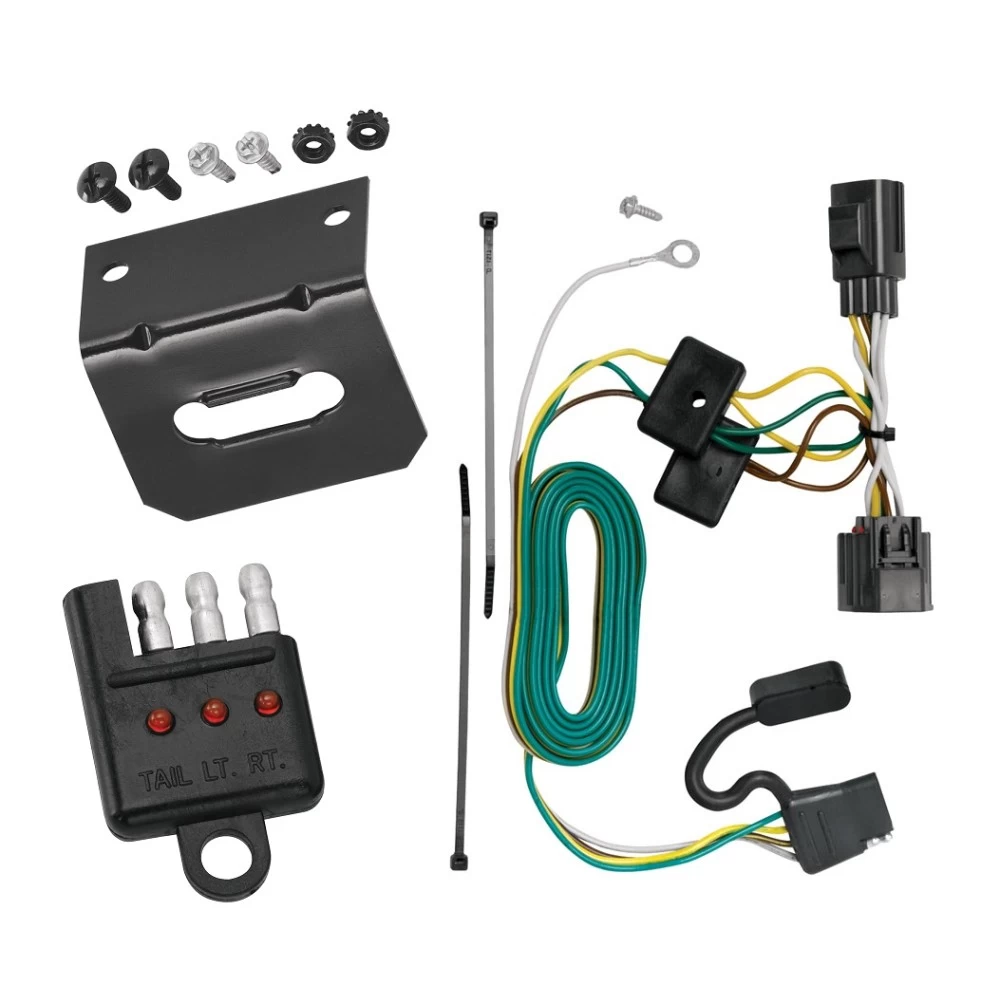 Trailer Wiring and Bracket w/ Light Tester For 07-18 Jeep Wrangler JK Plug & Play 4-Flat Harness
