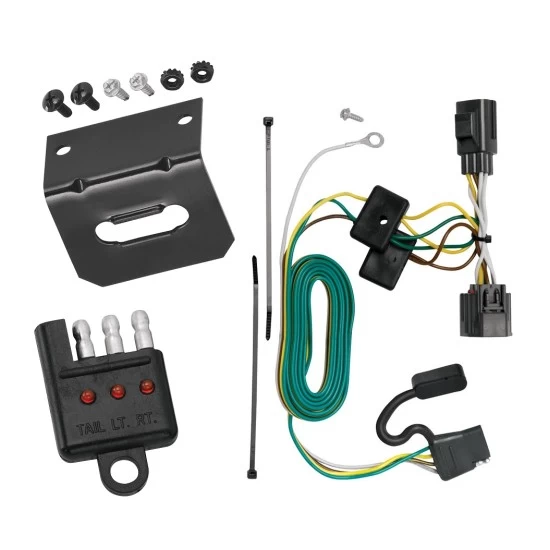 Trailer Wiring and Bracket w/ Light Tester For 07-18 Jeep Wrangler JK Plug & Play 4-Flat Harness