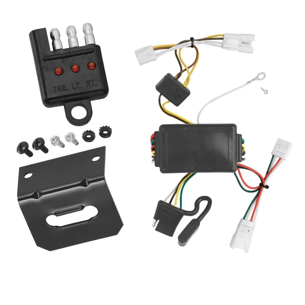 Trailer Wiring and Bracket w/ Light Tester For 07-10 Hyundai Elantra Sedan 06-10 Sonata Plug & Play 4-Flat Harness