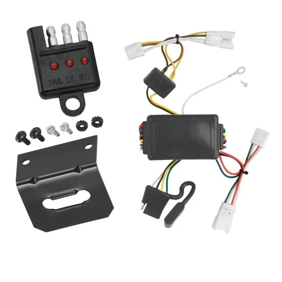 Trailer Wiring and Bracket w/ Light Tester For 07-10 Hyundai Elantra Sedan 06-10 Sonata Plug & Play 4-Flat Harness