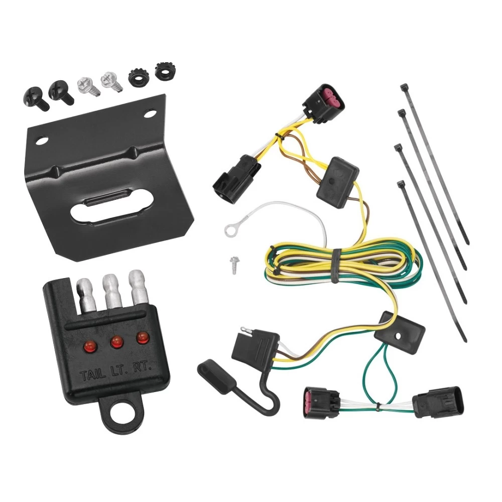 Trailer Wiring and Bracket w/ Light Tester For 08-12 Chevy Malibu Except LTZ Buick Enclave 09-12 Traverse Plug & Play 4-Flat Harness